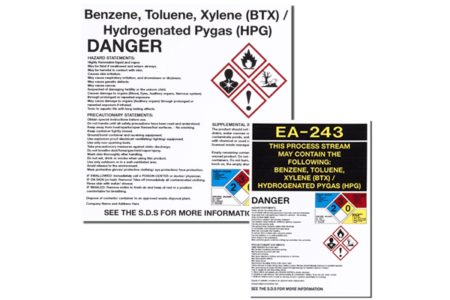 Marking Services Canada GHS labels identify health, physical and environmental risk hazards