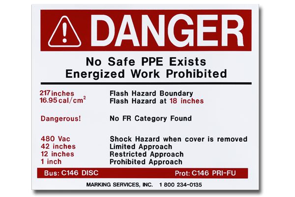 MS-900 Arc Flash Labels from Marking Services