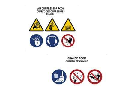 Marking Services Canada offers compartment boards to consolidate Hazard, Mandatory and Prohibition signage.