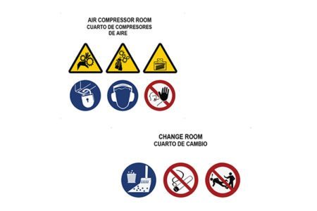 Marking Services Canada offers compartment boards to consolidate Hazard, Mandatory and Prohibition signage.