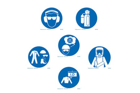 International safety mandatory pictograms from MSC depict special precautions needed in workplace