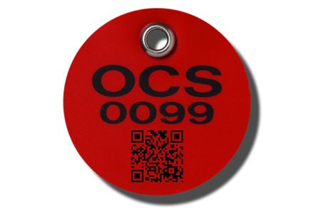 Customization including QR coding and barcode are available on MS-215 Valve Tags from Marking Services Canada