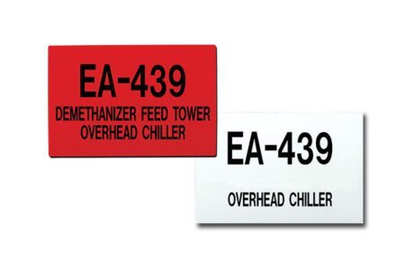 Extremely durable MS-215 signs are designed to be printed with the unique name and number of each tank or vessel