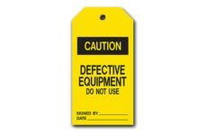 MSC self-laminating accident prevention tags in yellow.