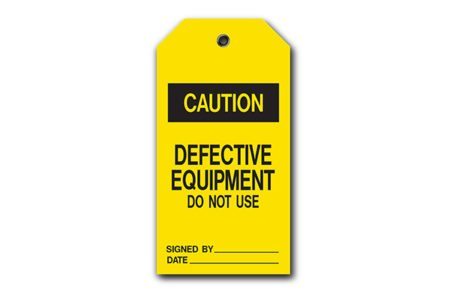 MSC self-laminating accident prevention tags in yellow.